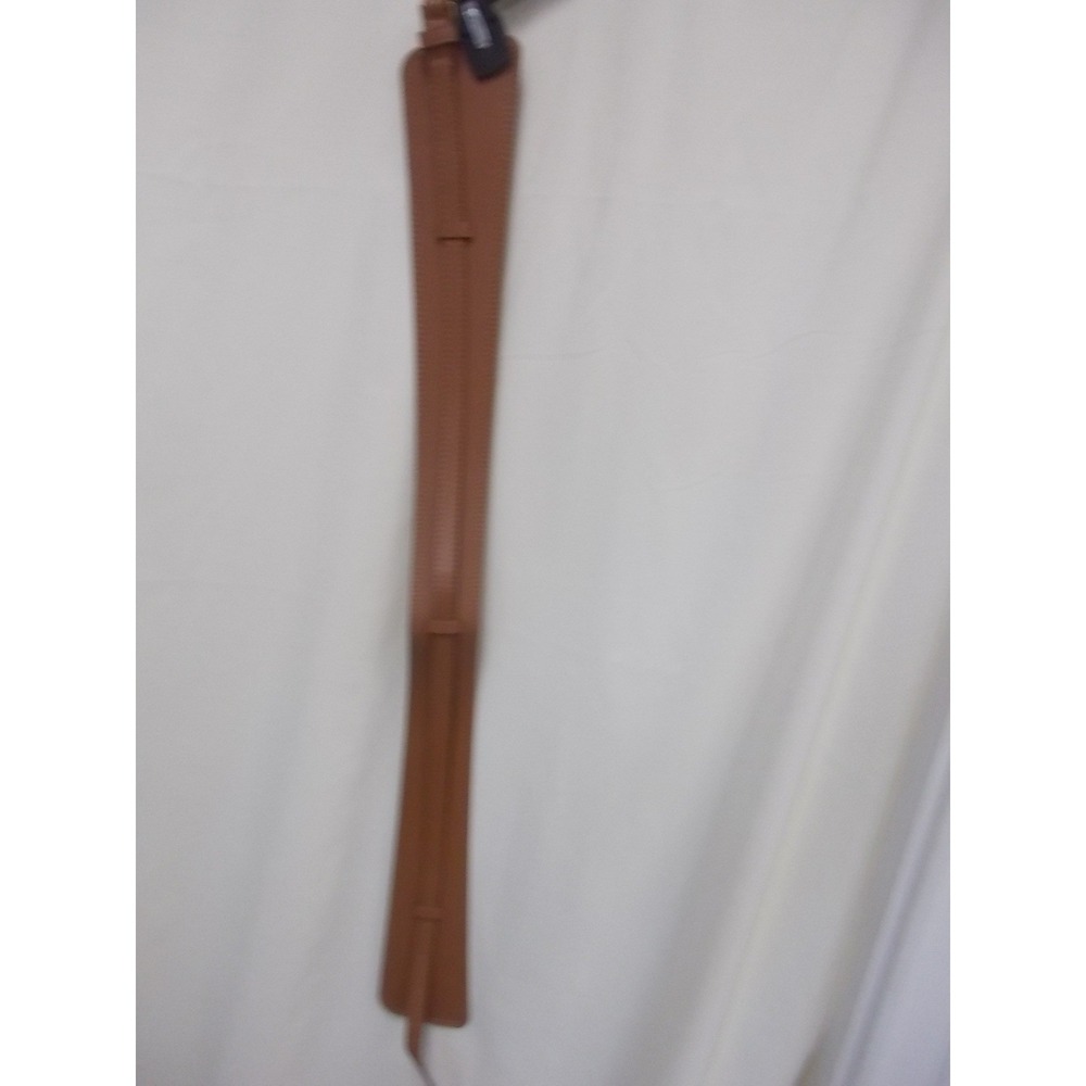 Womens Wide Tan Faux Leather Corset Waist Cinch Belt Gold Buckle Brown